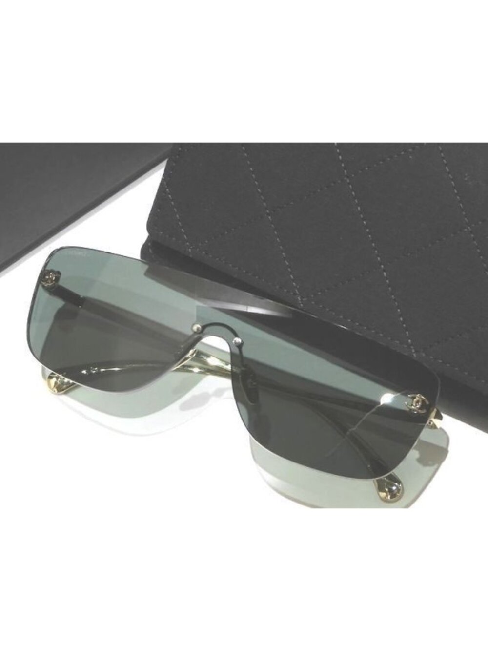 Chanel Shield Shape Sunglasses Rimless Lens Eyewear
